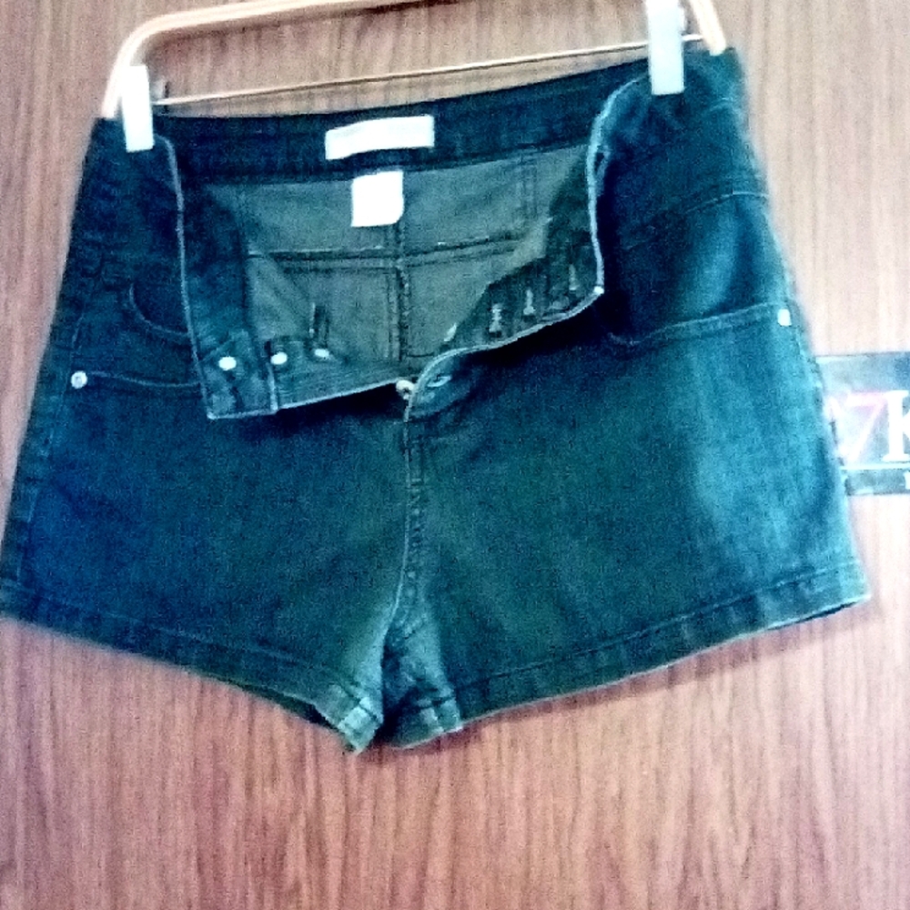Button Fly Dark Blue Jean Shorts for Women